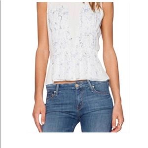 COPY - Sleeveless Crinkle platted splatter blouse.
